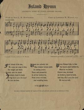 "Island Hymn," which includes lyrics by LM Montgomery