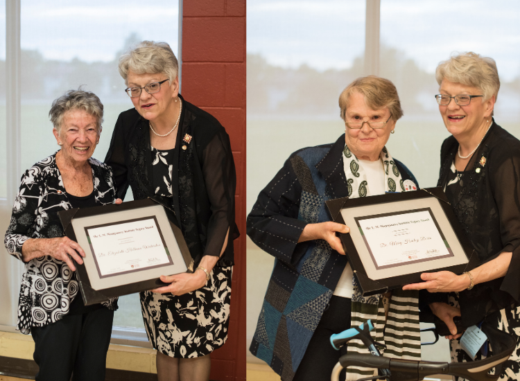 rubio and waterston accept their framed certificates